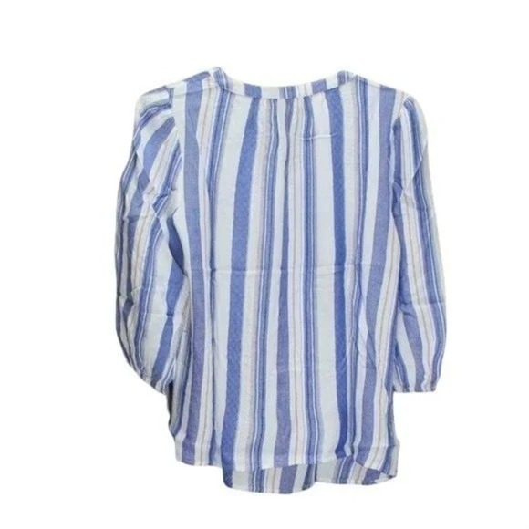 Style & Co Women's Split Neck Blouse With Tassle Ties White Diamond Line S - Picture 2 of 2